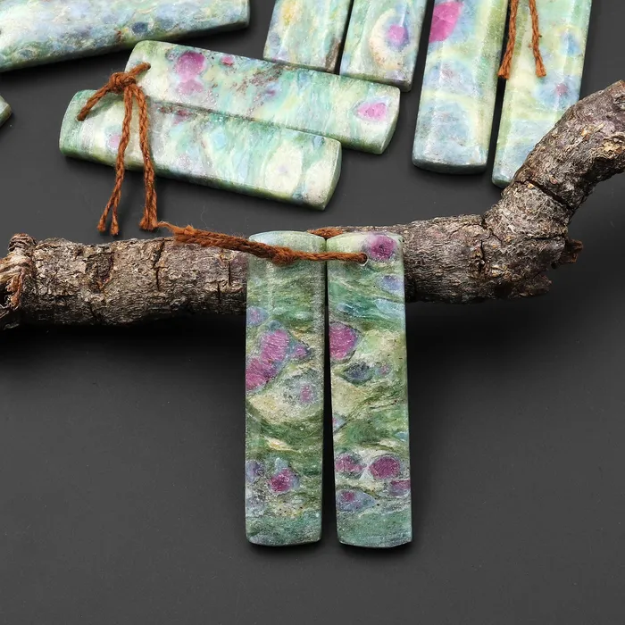 Intrinsic Trading Earrings Natural Ruby Fuchsite Earring Pair Drilled Rectangle Matched Gemstone Beads Monet Water Lilies Intrinsic Trading Earrings Natural Ruby Fuchsite Earring Pair Drilled Rectangle Matched Gemstone Beads Monet Water Lilies