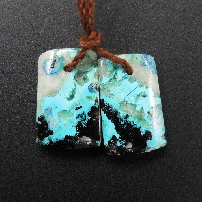 Intrinsic Trading Earrings Natural Shattuckite Earring Pair Cabochon Cab Pair Drilled Matched Earrings Bead Pair Natural Stone E1982