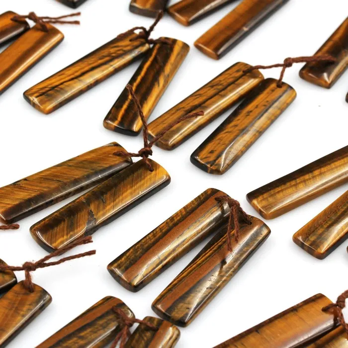 Intrinsic Trading Earrings Natural Tiger Eye Earring Pair Rectangle Cabochon Cab Pair Drilled Matched Earrings Bead Pair