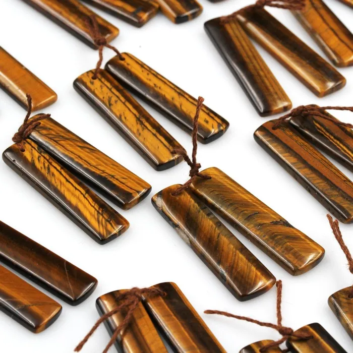 Intrinsic Trading Earrings Natural Tiger Eye Earring Pair Rectangle Cabochon Cab Pair Drilled Matched Earrings Bead Pair