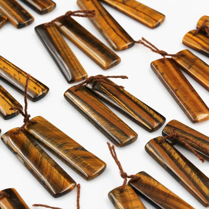 Intrinsic Trading Earrings Natural Tiger Eye Earring Pair Rectangle Cabochon Cab Pair Drilled Matched Earrings Bead Pair