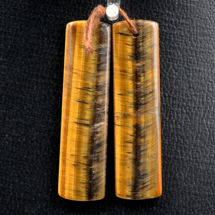 Intrinsic Trading Earrings Natural Tiger Eye Earring Pair Rectangle Cabochon Cab Pair Drilled Matched Earrings Bead Pair