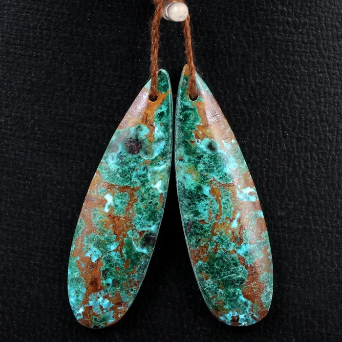 Intrinsic Trading Natural Malachite Chrysocolla Earring Pair Gemstone Drilled Earring Cabochon Cab Pair Teardrop Matched Earring Bead Pair From Australia Earrings