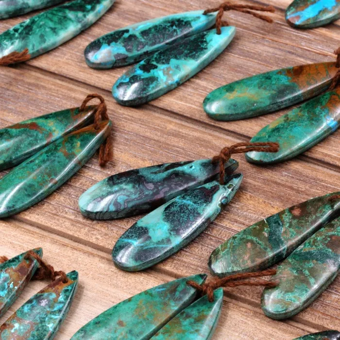 Intrinsic Trading Natural Malachite Chrysocolla Earring Pair Gemstone Drilled Earring Cabochon Cab Pair Teardrop Matched Earring Bead Pair From Australia Earrings