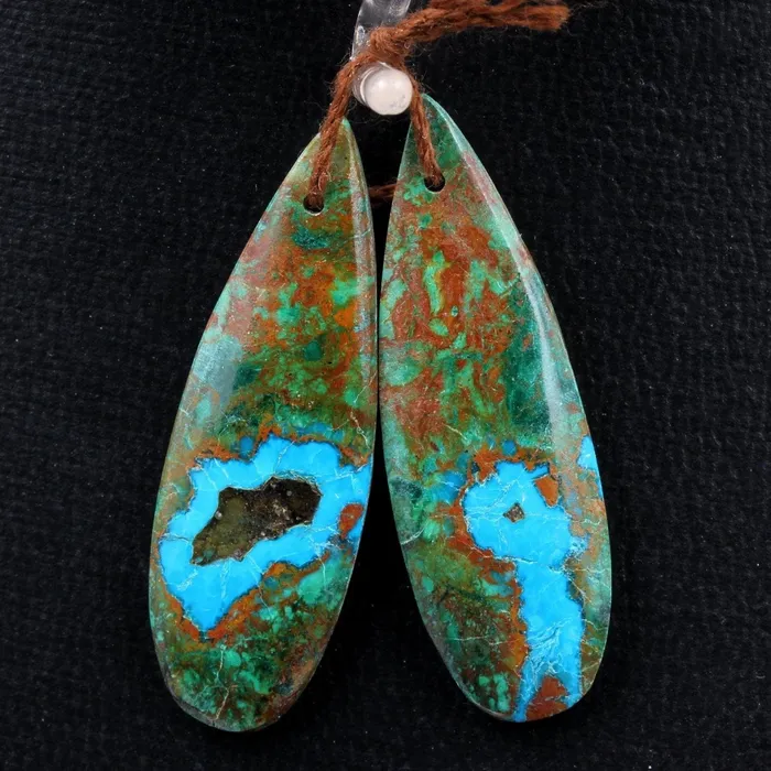 Intrinsic Trading Natural Malachite Chrysocolla Earring Pair Gemstone Drilled Earring Cabochon Cab Pair Teardrop Matched Earring Bead Pair From Australia Earrings