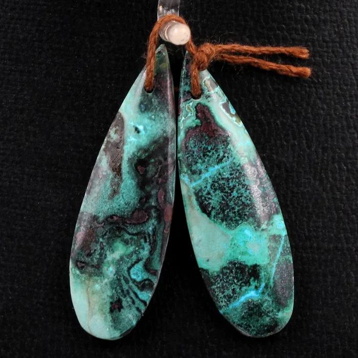 Intrinsic Trading Natural Malachite Chrysocolla Earring Pair Gemstone Drilled Earring Cabochon Cab Pair Teardrop Matched Earring Bead Pair From Australia Earrings
