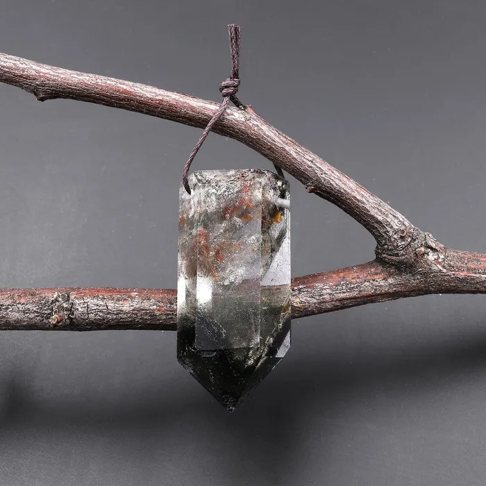 Intrinsic Trading Natural Phantom Lodalite Quartz Pendant Point Gemstone Crystal A4 Necklaces Intrinsic Trading Natural Phantom Lodalite Quartz Pendant Point Gemstone Crystal A4 Necklaces