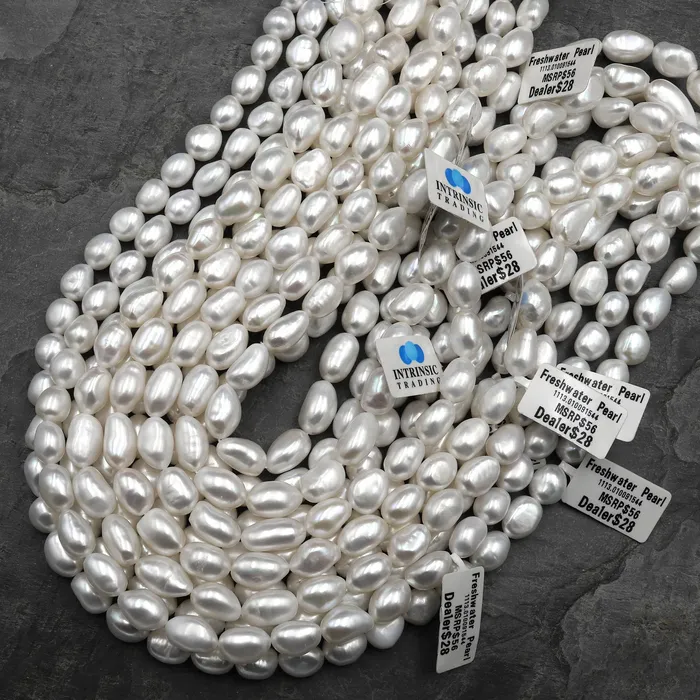 Intrinsic Trading Necklaces AAA White Nugget Pearl Genuine Natural Freshwater Pearl 155 Strand