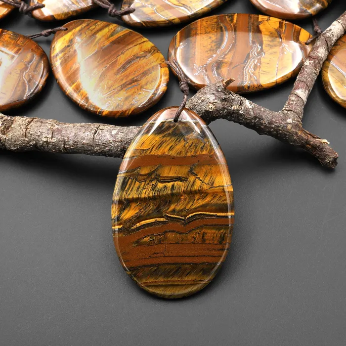 Intrinsic Trading Necklaces Natural Golden Brown Tiger Iron Pendant FreeformTeardrop Shape Pendant A3 Intrinsic Trading Necklaces Natural Golden Brown Tiger Iron Pendant FreeformTeardrop Shape Pendant A3