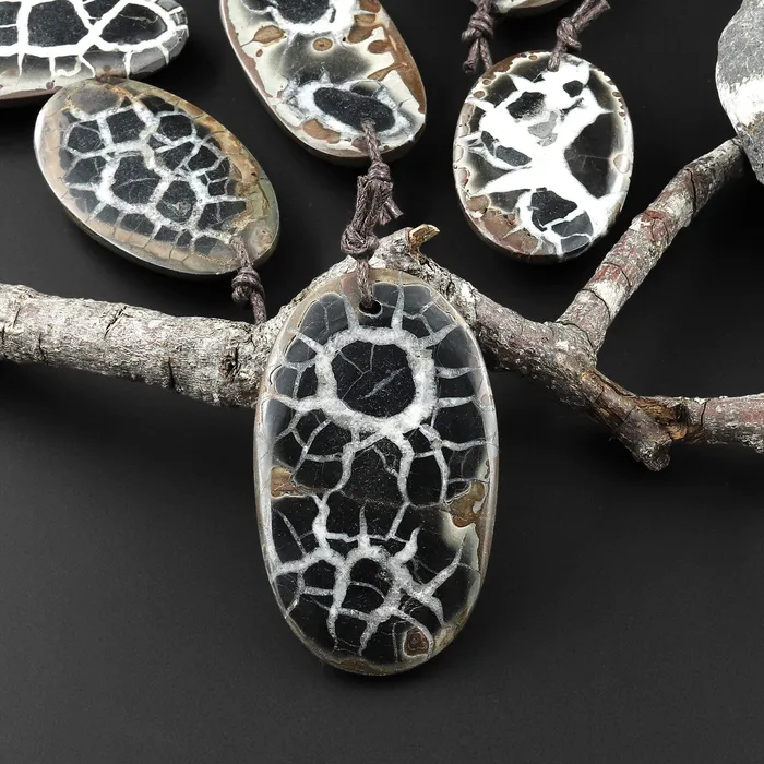 Intrinsic Trading Necklaces Natural Septarian Fossil Oval Pendant
