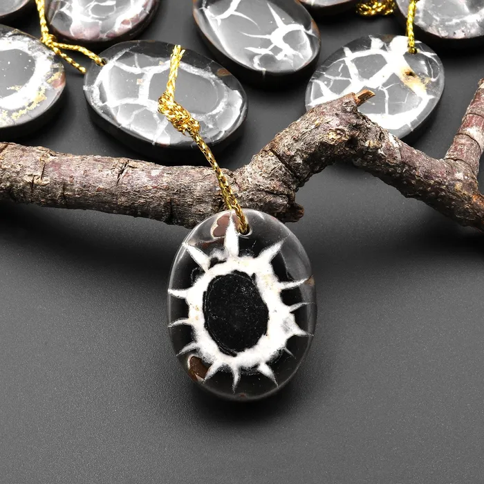 Intrinsic Trading Necklaces Natural Septarian Fossil Oval Pendant