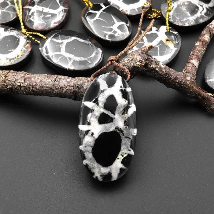 Intrinsic Trading Necklaces Natural Septarian Fossil Oval Pendant