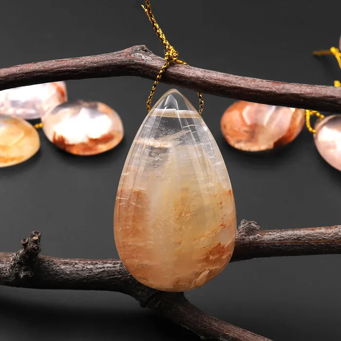 Intrinsic Trading Necklaces Rare Natural Red Phantom Quartz Puffy Teardrop Pendant Side Drilled Gemstone Focal Bead A14 Intrinsic Trading Necklaces Rare Natural Red Phantom Quartz Puffy Teardrop Pendant Side Drilled Gemstone Focal Bead A14