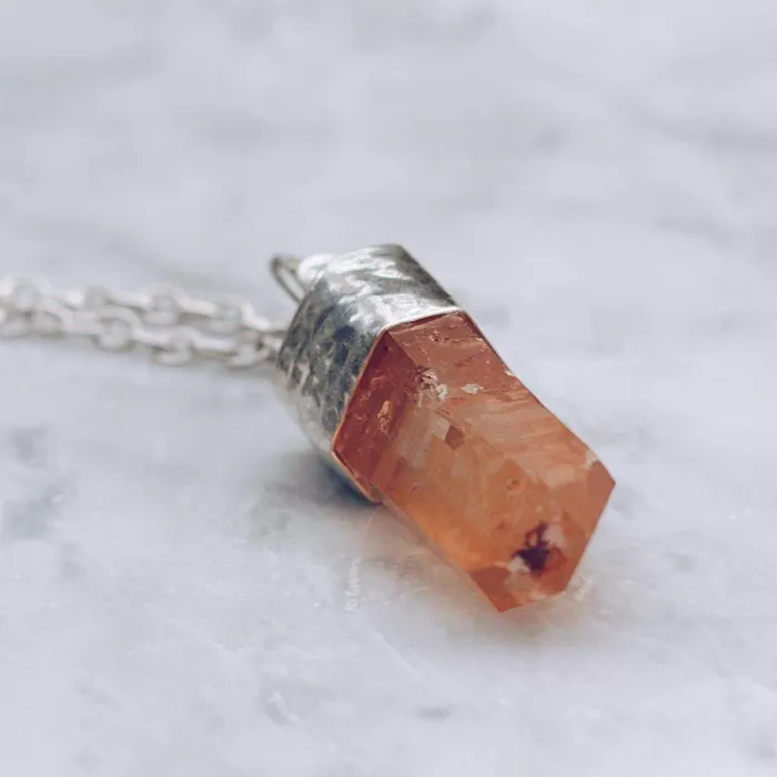 Jess Zabala Jewelry Necklaces TANGERINE CRYSTAL PENDANT NECKLACE 925 STERLING SILVER Jess Zabala Jewelry Necklaces TANGERINE CRYSTAL PENDANT NECKLACE 925 STERLING SILVER