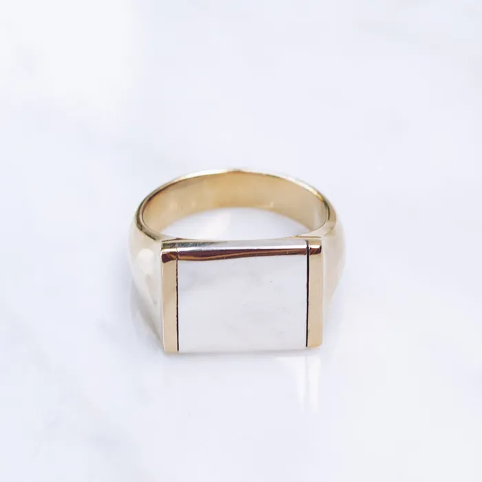 Jess Zabala Jewelry Rings MIXED METALS FLAT TOP RING BRASS