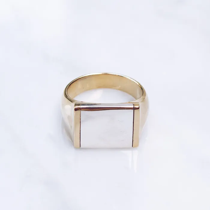 Jess Zabala Jewelry Rings MIXED METALS FLAT TOP RING BRASS