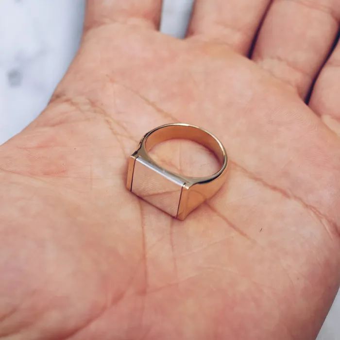Jess Zabala Jewelry Rings MIXED METALS FLAT TOP RING BRASS