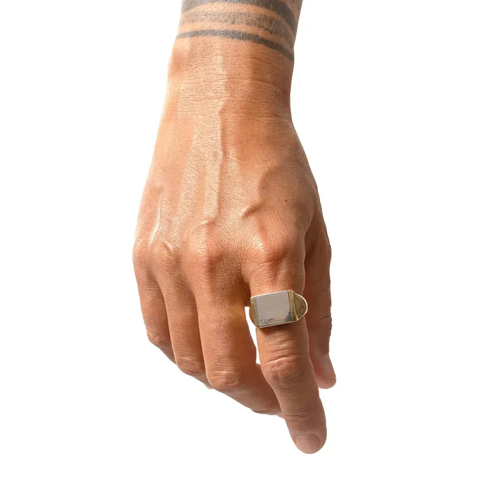 Jess Zabala Jewelry Rings MIXED METALS FLAT TOP RING BRASS