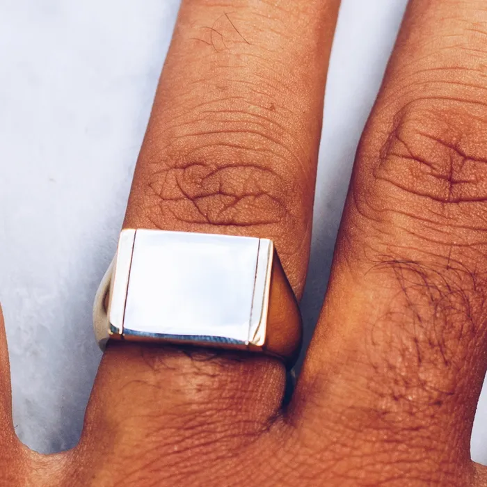 Jess Zabala Jewelry Rings MIXED METALS FLAT TOP RING BRASS