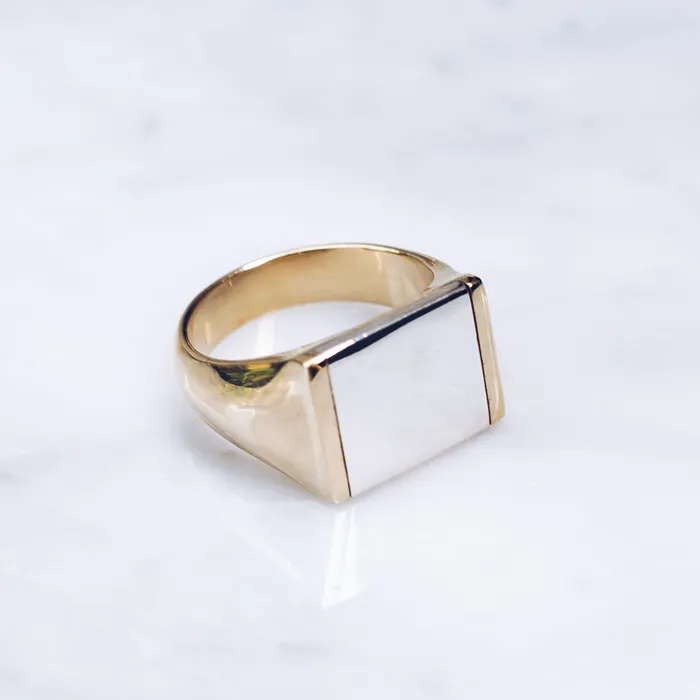 Jess Zabala Jewelry Rings MIXED METALS FLAT TOP RING BRASS