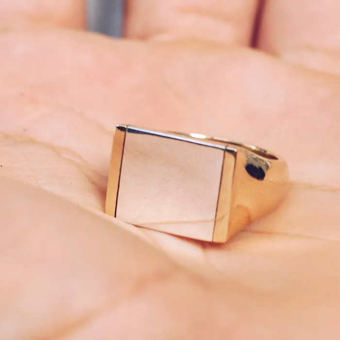 Jess Zabala Jewelry Rings MIXED METALS FLAT TOP RING BRASS