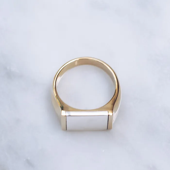 Jess Zabala Jewelry Rings MIXED METALS FLAT TOP RING BRASS