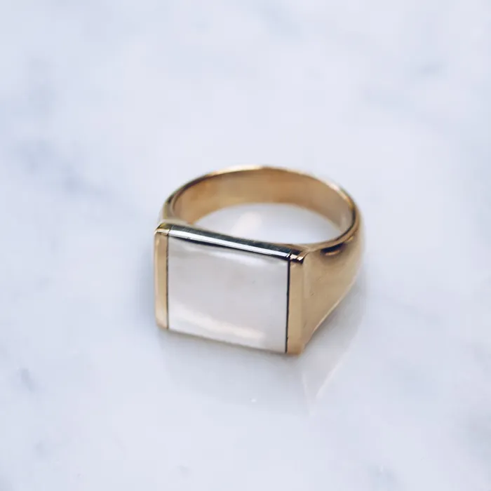 Jess Zabala Jewelry Rings MIXED METALS FLAT TOP RING BRASS