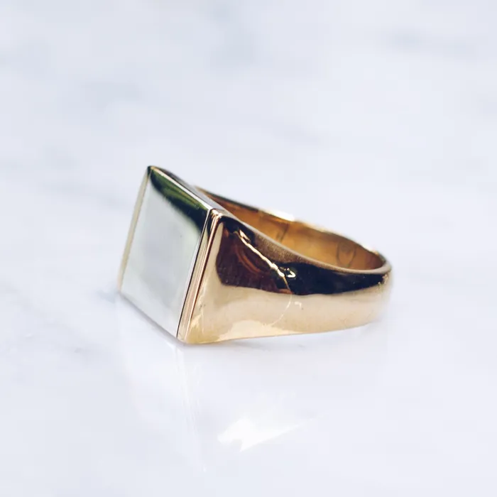 Jess Zabala Jewelry Rings MIXED METALS FLAT TOP RING BRASS