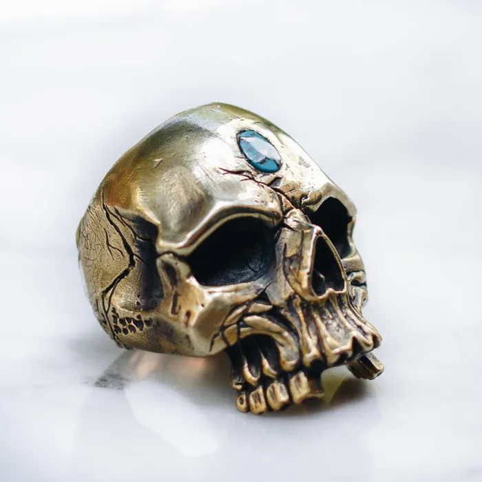 Jess Zabala Jewelry Rings SKULL STONE RING BRASS