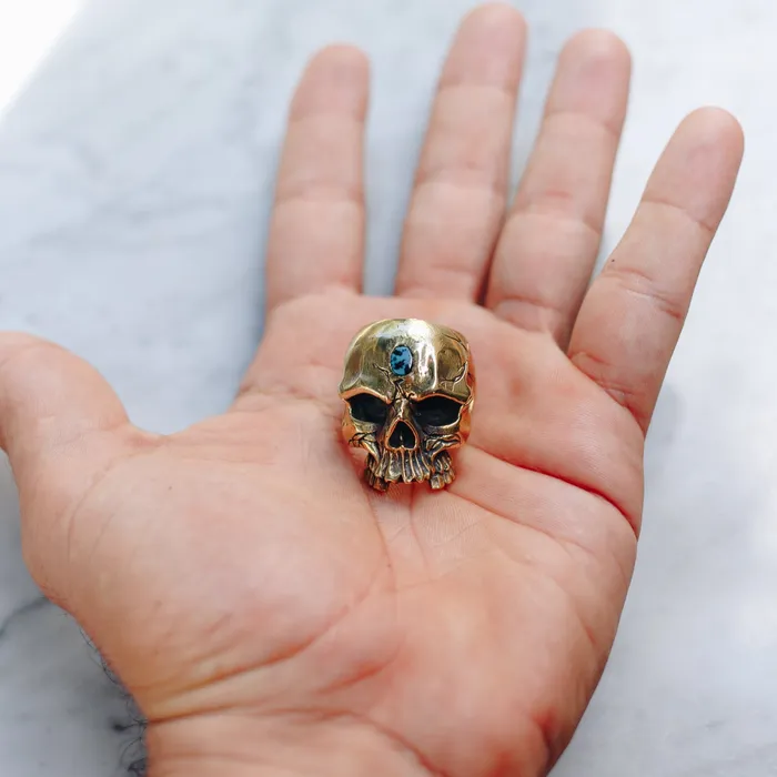 Jess Zabala Jewelry Rings SKULL STONE RING BRASS