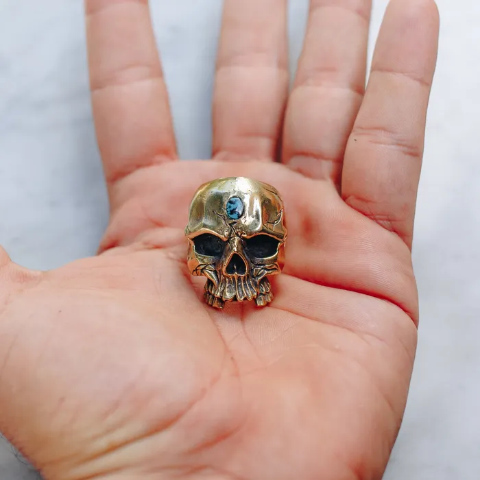 Jess Zabala Jewelry Rings SKULL STONE RING BRASS