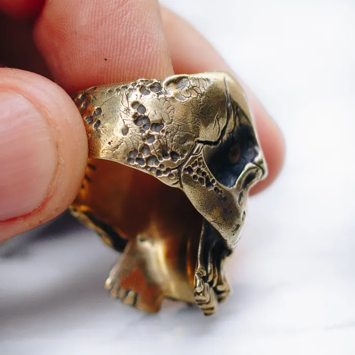 Jess Zabala Jewelry Rings SKULL STONE RING BRASS