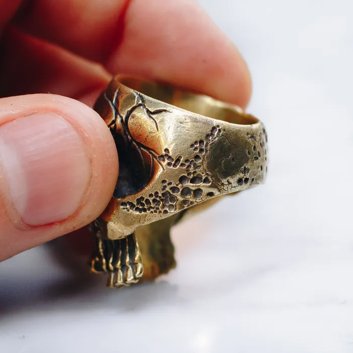 Jess Zabala Jewelry Rings SKULL STONE RING BRASS