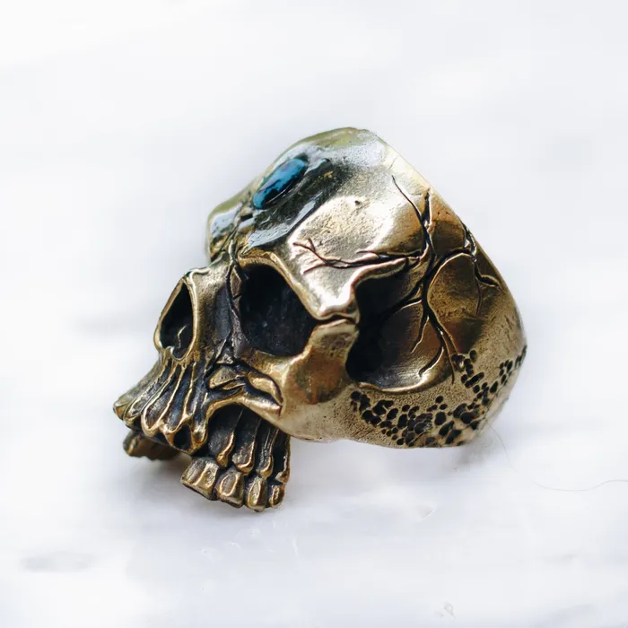 Jess Zabala Jewelry Rings SKULL STONE RING BRASS