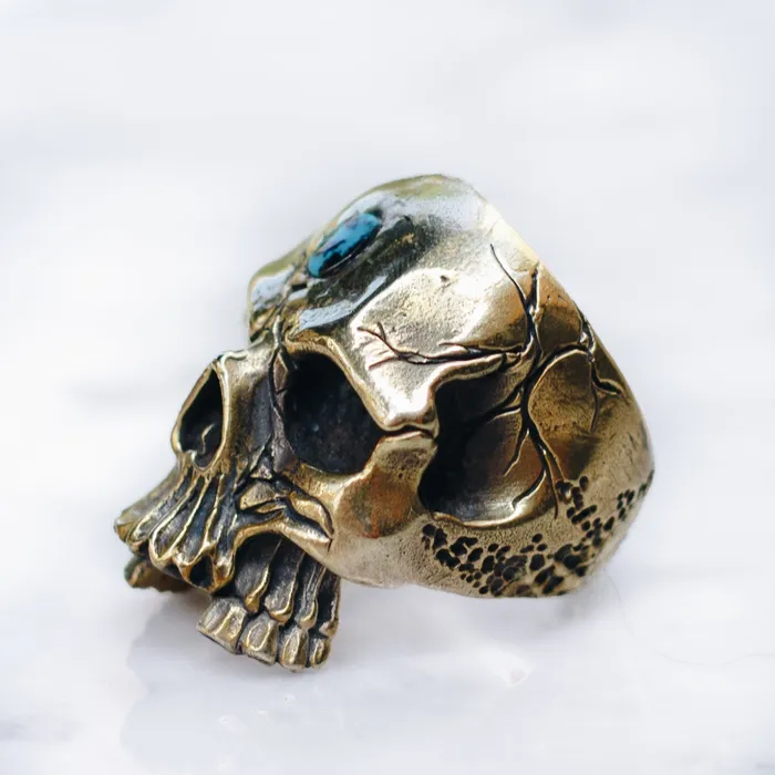 Jess Zabala Jewelry Rings SKULL STONE RING BRASS