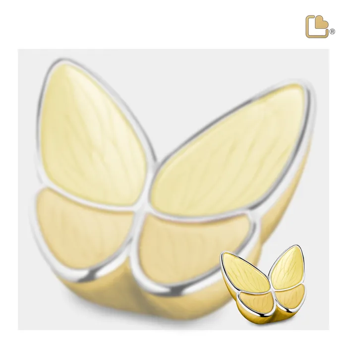 Keepsake Wings of Hope Butterfly Pearl Yellow Cremation Urn LoveUrns Necklaces