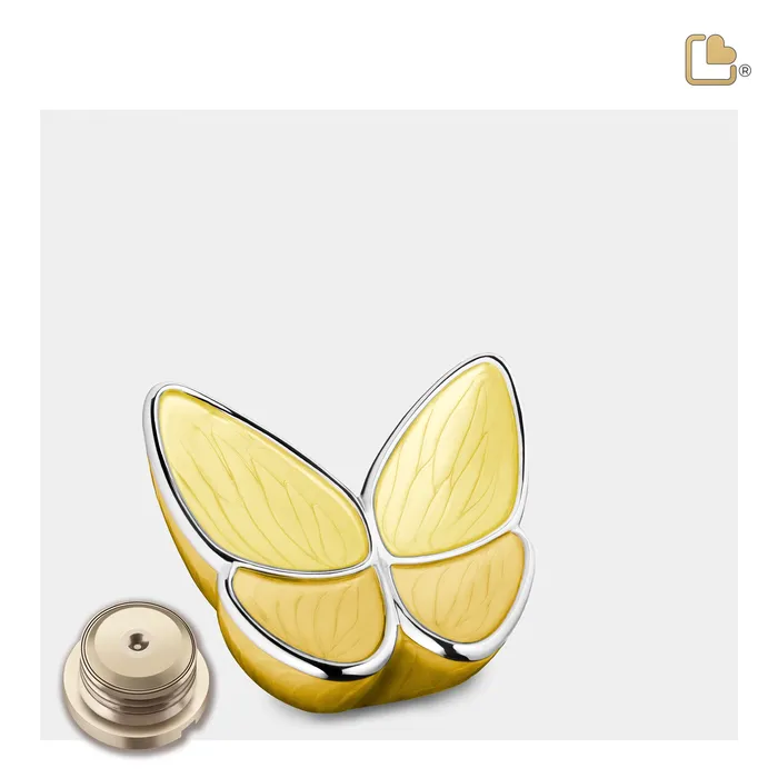 Keepsake Wings of Hope Butterfly Pearl Yellow Cremation Urn LoveUrns Necklaces