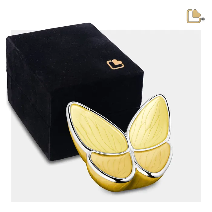 Keepsake Wings of Hope Butterfly Pearl Yellow Cremation Urn LoveUrns Necklaces