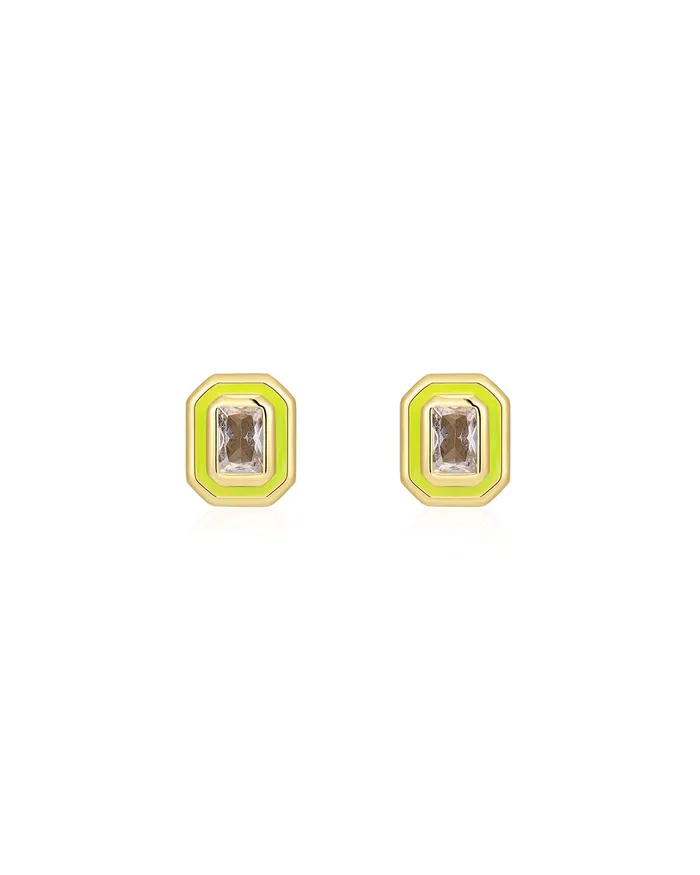 Luv Aj Bezel Studs Neon Yellow Gold PreStyled Sets