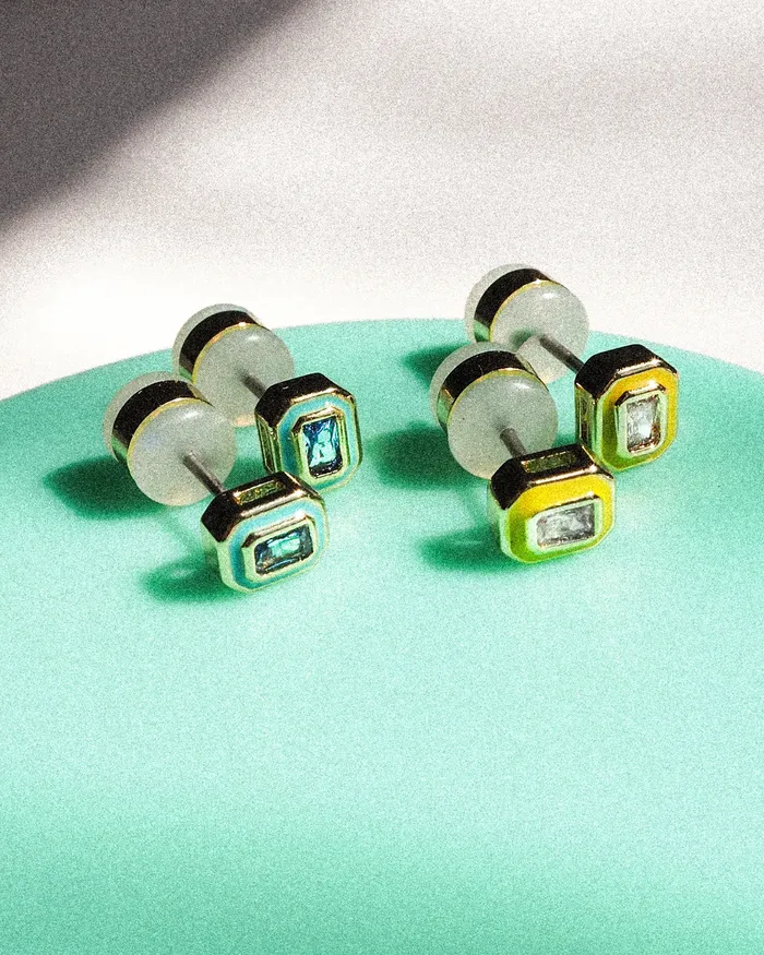 Luv Aj Bezel Studs Neon Yellow Gold PreStyled Sets Luv Aj Bezel Studs Neon Yellow Gold PreStyled Sets