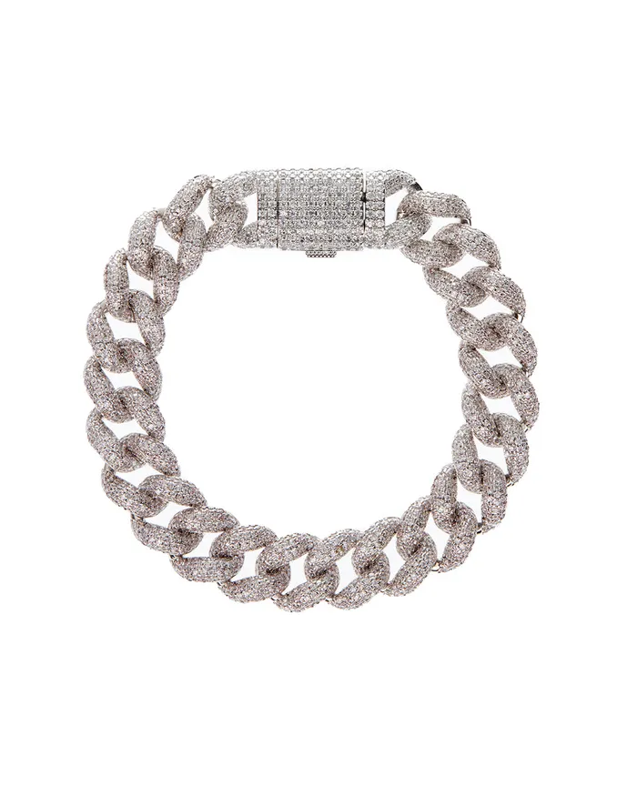 Luv Aj Pave Cuban Link Bracelet Silver Bracelets