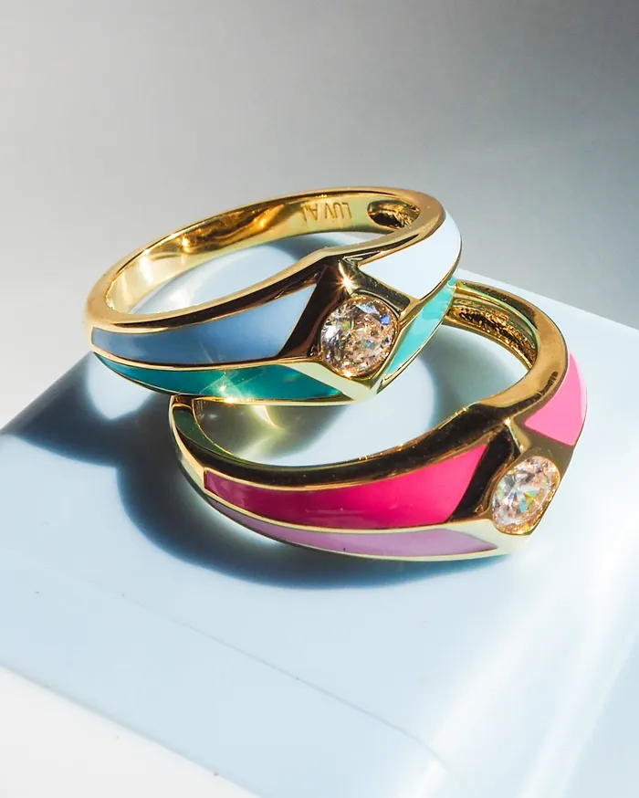 Luv Aj Pyramid Stud Signet Ring Pink Gold Rings Luv Aj Pyramid Stud Signet Ring Pink Gold Rings