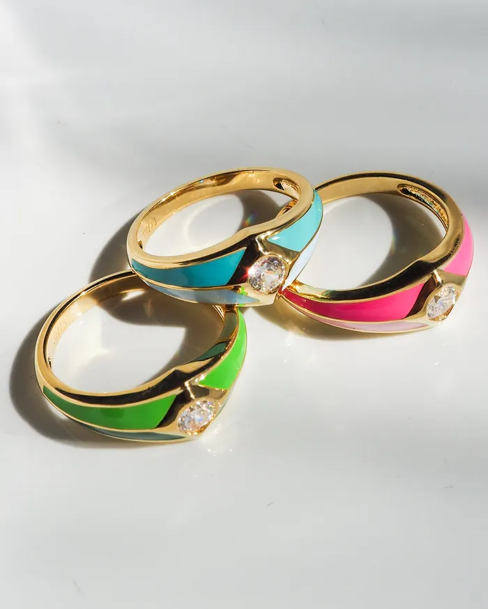 Luv Aj Pyramid Stud Signet Ring Pink Gold Rings Luv Aj Pyramid Stud Signet Ring Pink Gold Rings