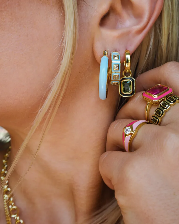 Luv Aj Pyramid Stud Signet Ring Pink Gold Rings Luv Aj Pyramid Stud Signet Ring Pink Gold Rings