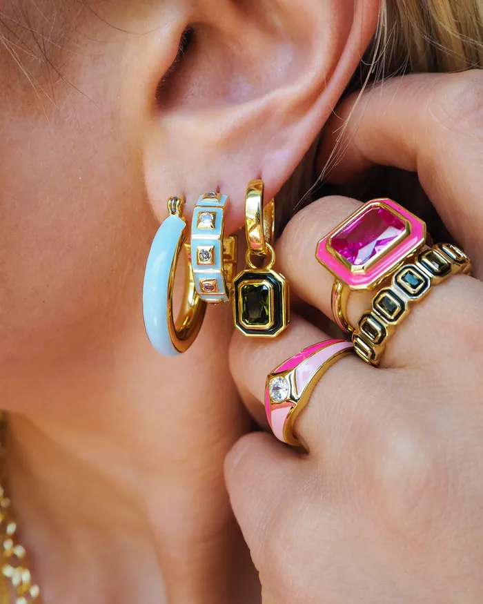 Luv Aj Pyramid Stud Signet Ring Pink Gold Rings Luv Aj Pyramid Stud Signet Ring Pink Gold Rings
