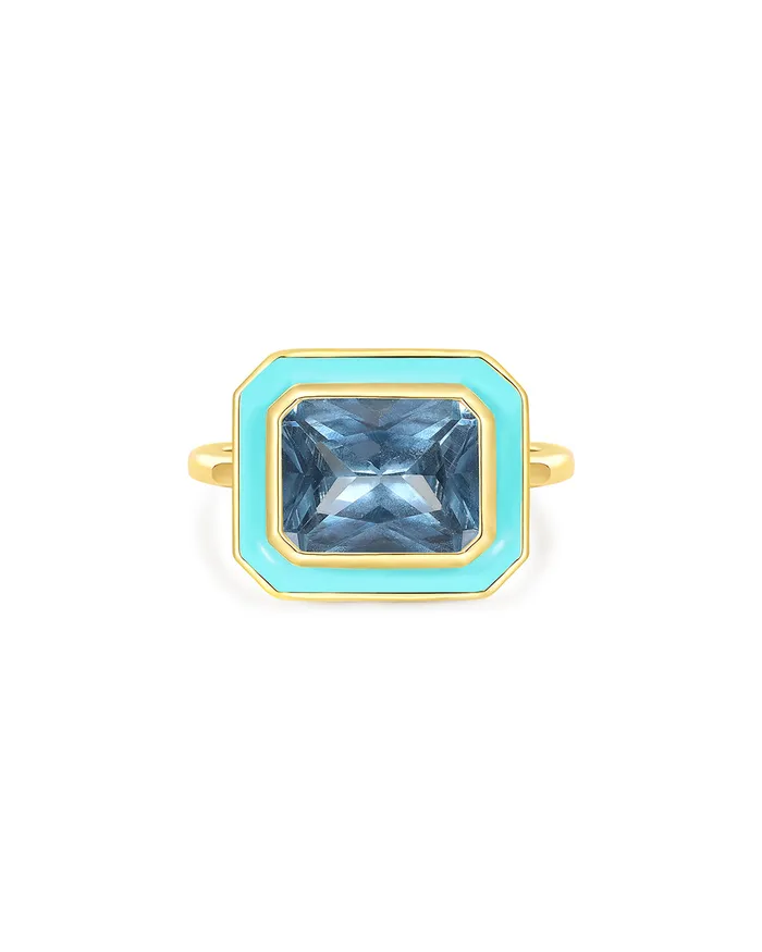 Luv Aj Rings Bezel Statement Ring Turquoise Gold