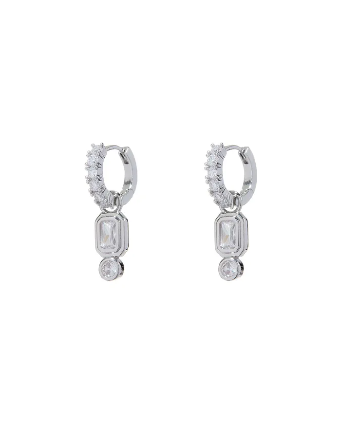 Luv Aj Rings Pyramid Bezel Huggies Silver