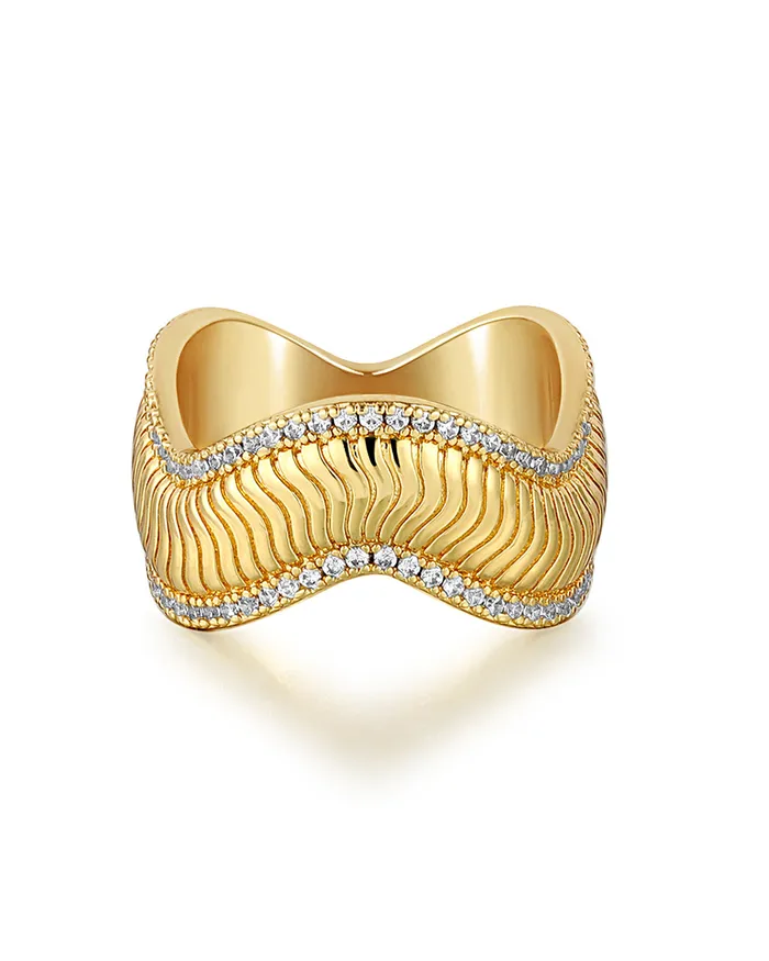Luv Aj Rings The Wavey Snake Chain Ring Gold