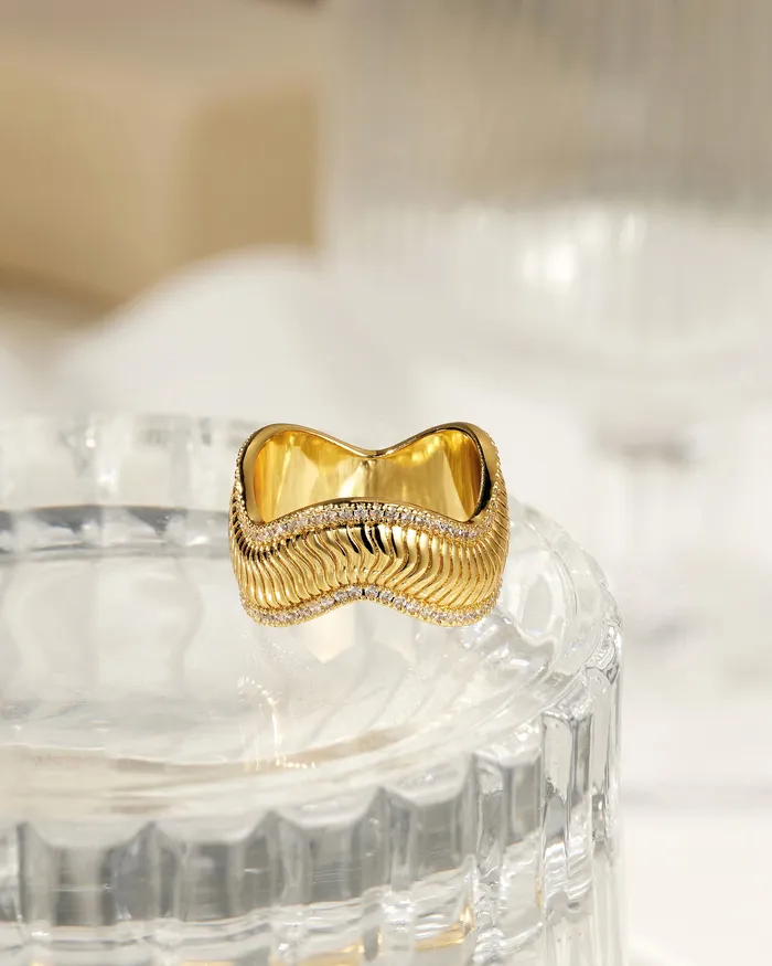 Luv Aj Rings The Wavey Snake Chain Ring Gold Luv Aj Rings The Wavey Snake Chain Ring Gold