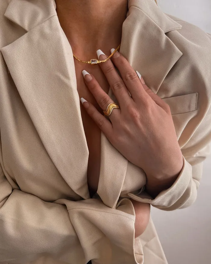 Luv Aj Rings The Wavey Snake Chain Ring Gold Luv Aj Rings The Wavey Snake Chain Ring Gold
